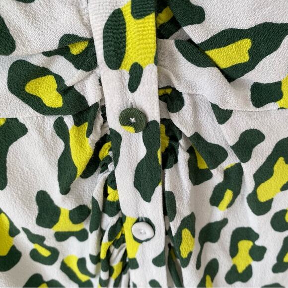 Diane Von Furstenberg Cecelia Summer Leopard Midi Dress size small White Green - Picture 10 of 11